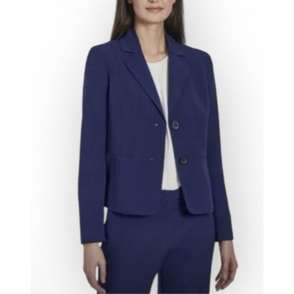 Kasper Separates Suit Jacket Blazer 16 Navy Blue 2 Button Stretch Polyester